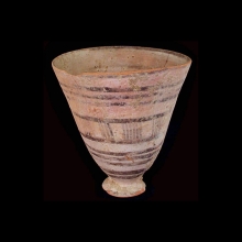 indus-valley-conical-painted-pottery-vessel-with-linear-designs-in-brown-pigment_x7031b