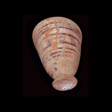 indus-valley-conical-painted-pottery-vessel-with-linear-designs-in-brown-pigment_x7031c