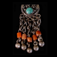 pair-of-pashtun-silver-tribal-earrings-with-turquoise-and-coral-beads_x6002c