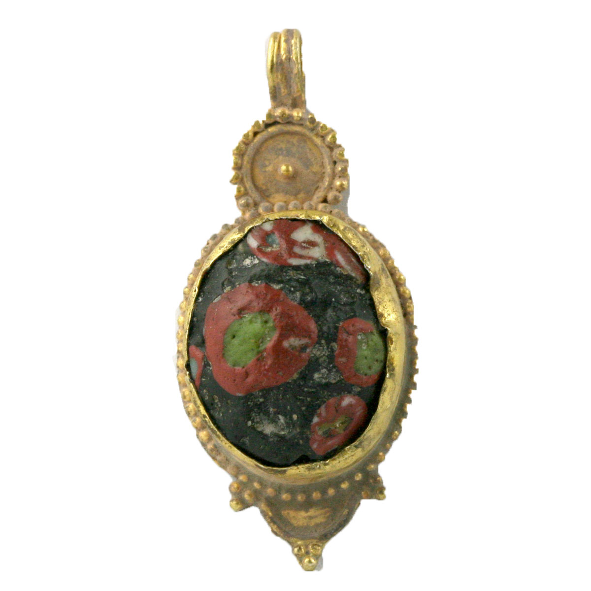 Islamic : Mamluk Glass set in modern 15ct gold as pendant.